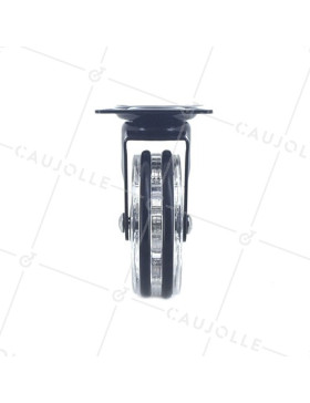 ROULETTE DESIGN TRANSPARENTE NOIRE DIAMÈTRE 75 MM CHARGE 50 KG - CRYSTALN75P