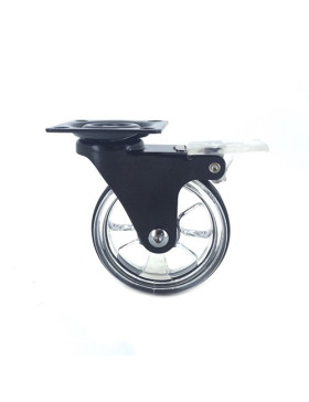 ROULETTE DESIGN TRANSPARENTE NOIRE À FREIN DIAMÈTRE 75 MM CHARGE 50 KG - CRYSTALN75PAF