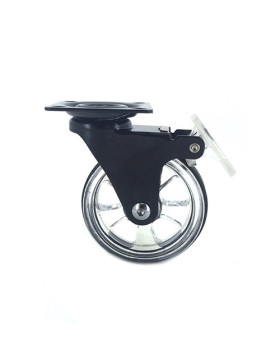 ROULETTE DESIGN TRANSPARENTE NOIRE À FREIN DIAMÈTRE 75 MM CHARGE 50 KG - CRYSTALN75PAF