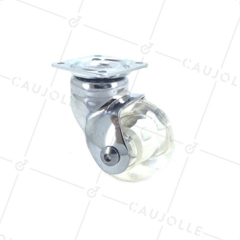 ROULETTE DESIGN TRANSPARENTE BOULE DIAMÈTRE 50 MM CHARGE 40 KG - CRYSTAL CHUNKY50P • Caujolle