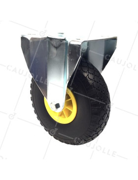 FIXED-POSITION PUNCTURE-PROOF CASTOR WHEEL 260 MM DIAMETER • Caujolle
