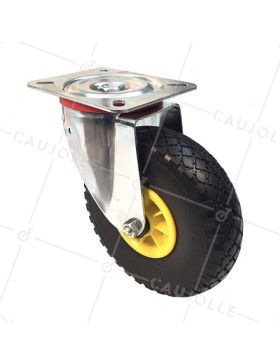 PUNCTURE-PROOF SWIVEL WHEEL 260 MM DIAMETER • Caujolle