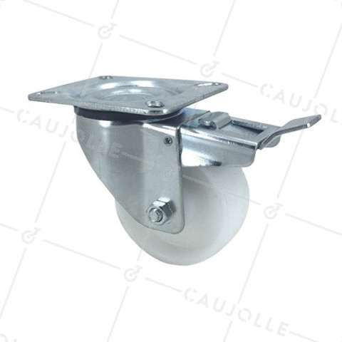 POLYPROPYLENE INDUSTRIAL CASTOR WHEEL WITH PLATE AND BRAKE S2PAF 80 MM DIAMETER  • Caujolle