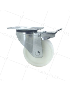 ROULETTE DE MANUTENTION À FREIN POLYPROPYLÈNE DIAMÈTRE 100MM CHARGE 125 MM - S2P100AF
