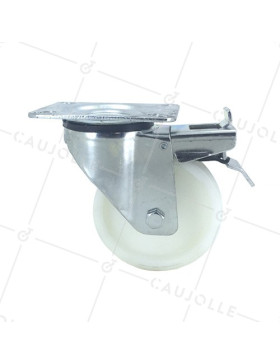 ROULETTE DE MANUTENTION À FREIN POLYPROPYLÈNE DIAMÈTRE 100MM CHARGE 125 MM - S2P100AF