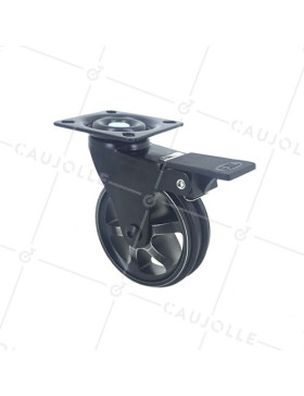 Black designer castor wheel aluminium BLACK'STYL 75PAF  • Caujolle
