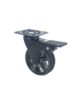 Black designer castor wheel aluminium BLACK'STYL 75PAF 