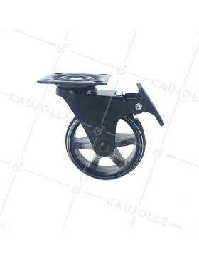 Black designer castor wheel aluminium BLACK'STYL 75PAF 