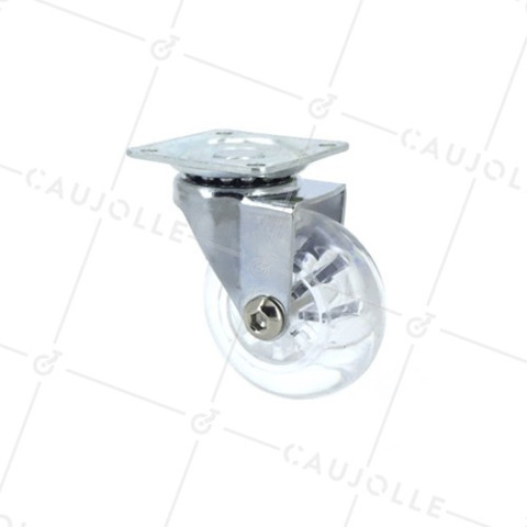 ROULETTE PIVOTANTE DESIGN TRANSPARENTE SOUPLE DIAMÈTRE 50MM CHARGE 40KG - S140TR 50P • Caujolle