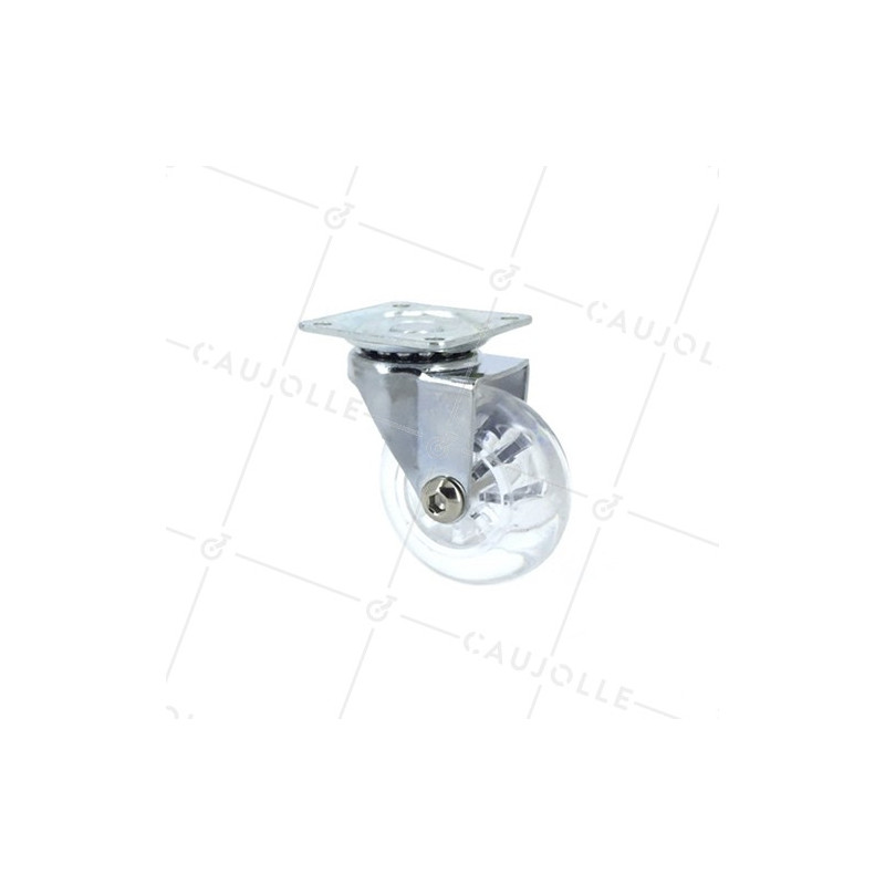 ROULETTE PIVOTANTE DESIGN TRANSPARENTE SOUPLE DIAMÈTRE 50MM CHARGE 40KG - S140TR 50P