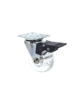 PIVOTING DESIGNER CASTOR WITH BRAKE FLEXIBLE TRANSPARENT DIAMETER 50 MM S140 