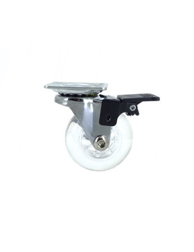 PIVOTING DESIGNER CASTOR WITH BRAKE FLEXIBLE TRANSPARENT DIAMETER 50 MM S140 
