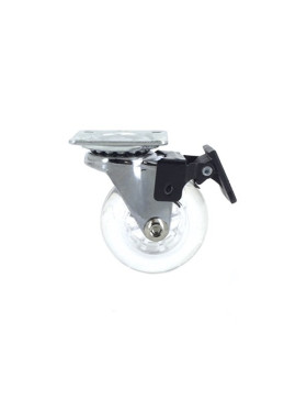 PIVOTING DESIGNER CASTOR WITH BRAKE FLEXIBLE TRANSPARENT DIAMETER 50 MM S140 