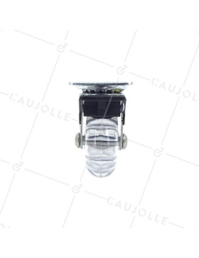 PIVOTING DESIGNER CASTOR WITH BRAKE FLEXIBLE TRANSPARENT DIAMETER 50 MM S140 