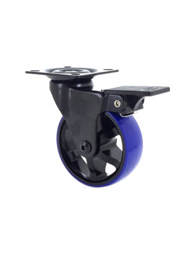 Castor DESIGN IN BRUSHED BLACK AND BLUE ALUMINUM WITH BRAKE DIAMETER 75MM LOAD 45KG - BLACKBLUE75P