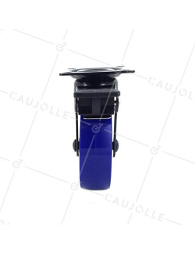 Castor DESIGN IN BRUSHED BLACK AND BLUE ALUMINUM WITH BRAKE DIAMETER 75MM LOAD 45KG - BLACKBLUE75P