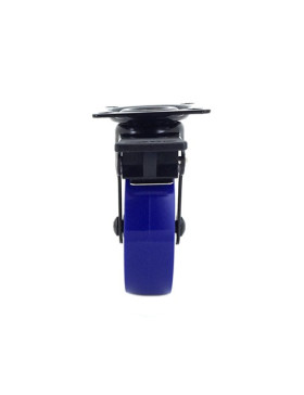 Castor DESIGN IN BRUSHED BLACK AND BLUE ALUMINUM WITH BRAKE DIAMETER 75MM LOAD 45KG - BLACKBLUE75P