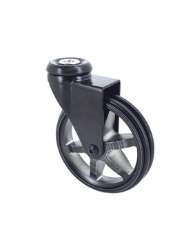 ROULETTE DESIGN EN ALUMINIUM NOIR BROSSÉ DIAMÈTRE 100MM CHARGE 55KG À FIXATION DE 10 MM- BLACKSTYL 100O