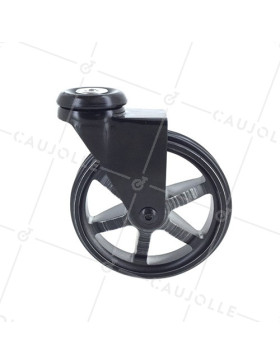 ROULETTE DESIGN EN ALUMINIUM NOIR BROSSÉ DIAMÈTRE 100MM CHARGE 55KG À FIXATION DE 10 MM- BLACKSTYL 100O