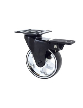 DESIGNER CASTOR WHEEL WITH BRAKE BLACK’CHROM 75PAF