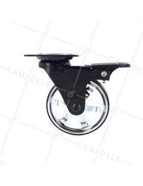 DESIGNER CASTOR WHEEL WITH BRAKE BLACK’CHROM 75PAF