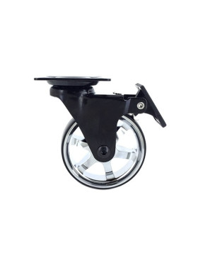 DESIGNER CASTOR WHEEL WITH BRAKE BLACK’CHROM 75PAF