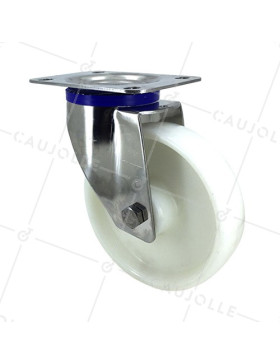 Swivel castor wheel STAINLESS STEEL 150 mm diameter nylon  • Caujolle