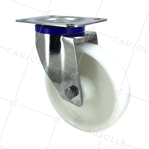 ROULETTE INOX EN NYLON PIVOTANTE DIAMÈTRE 160 MM CHARGE 300 KG • Caujolle