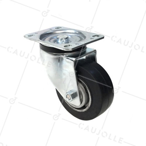 SUPPLE RUBBER CASTOR 125 MM DIAMETER 180 KG MAX LOAD - S76AS 125 • Caujolle