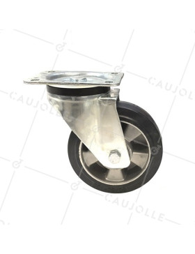 ROULETTE PIVOTANTE EN CAOUTCHOUC SOUPLE DIAMÈTRE 160MM CHARGE 300 KG - S76AS 160