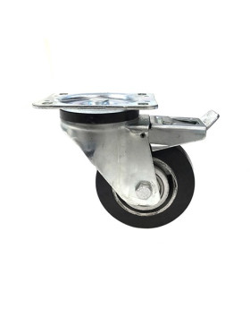 INDUSTRIAL USAGE CASTOR WHEEL REINFORCED RUBBER WITH BRAKE S76AS 125 MM DIAMETER 