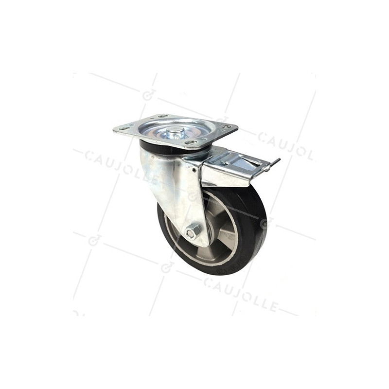 INDUSTRIAL USAGE CASTOR WHEEL REINFORCED RUBBER WITH BRAKE S76AS 160 MM DIAMETER 