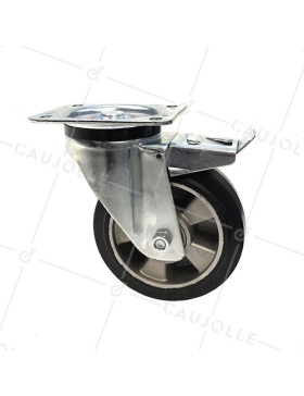 INDUSTRIAL USAGE CASTOR WHEEL REINFORCED RUBBER WITH BRAKE S76AS 160 MM DIAMETER 