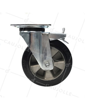 INDUSTRIAL USAGE CASTOR WHEEL REINFORCED RUBBER WITH BRAKE S76AS 200 MM DIAMETER 