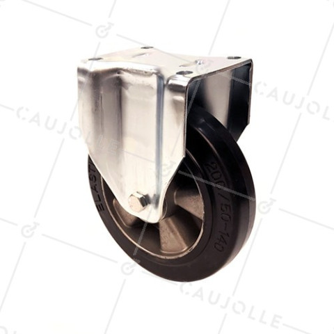 SUPPLE RUBBER FIXED CASTOR 200 MM DIAMETER 400 KG MAX LOAD - S77AS 200 • Caujolle