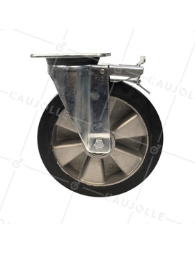 INDUSTRIAL USAGE CASTOR WHEEL REINFORCED RUBBER WITH BRAKE S76AS 250 MM DIAMETER 