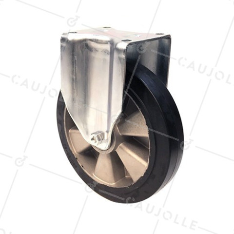 SUPPLE RUBBER FIXED CASTOR 250 MM DIAMETER 600 KG MAX LOAD - S77AS 250F • Caujolle