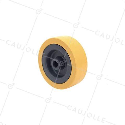 GALET DE MANUTENTION PVC JAUNE DIAMÈTRE 65 MM CHARGE 40KG AXE 8 MM - S2300E • Caujolle