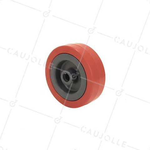 GALET DE MANUTENTION PVC ROUGE DIAMÈTRE 65 MM CHARGE 40KG AXE 8 MM - S2300E • Caujolle