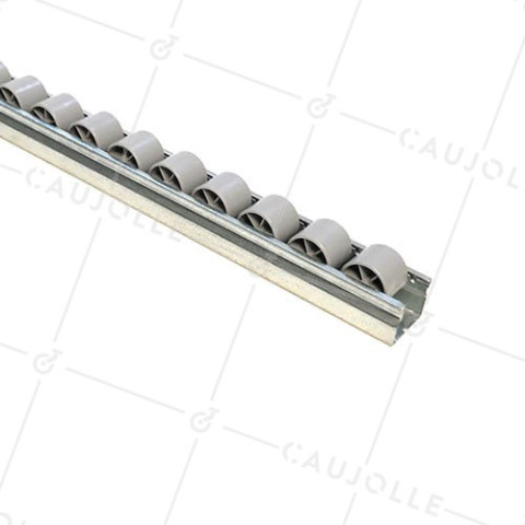 RAIL ACIER DE 1M AVEC ROUES DE 28 MM DE DIAMÈTRE CHARGE 85 KG • Caujolle
