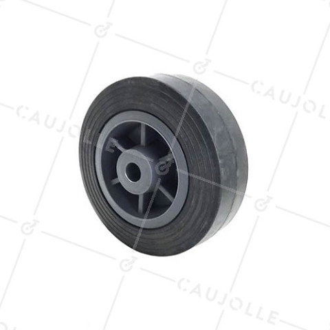 ROUE DE MANUTENTION CAOUTCHOUC RENFORCÉE DIAMÈTRE 125MM CHARGE 125KG AXE 13 MM - S2300125R • Caujolle