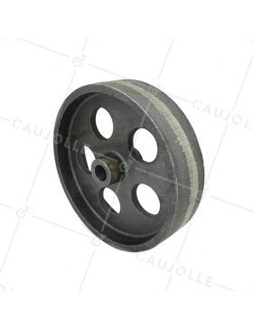 ROUE VINTAGE INDUSTRIELLE LISSE EN FONTE DIAMÈTRE 200 MM AXE 20 MM CHARGE 600 KG • Caujolle
