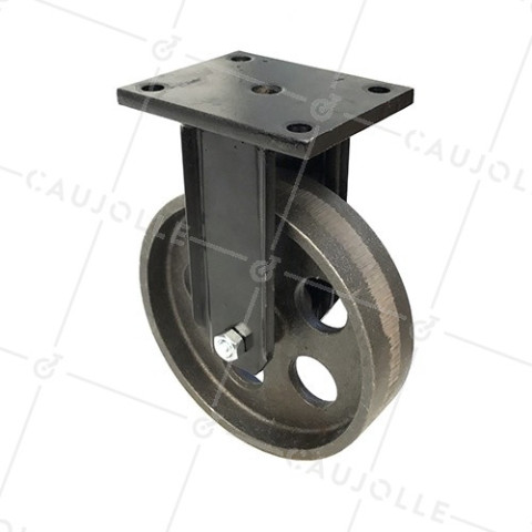 ROULETTE INDUSTRIELLE ANCIENNE VINTAGE EN FONTE DIAMÈTRE 200 MM CHARGE 600 KG - INDUSTYL200F • Caujolle