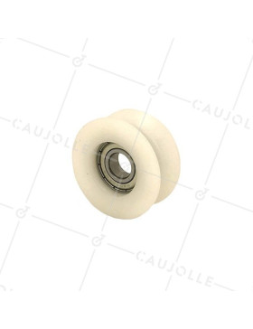 ROUE POUR VITRINE COULISSANTE DIAMÈTRE 60 MM POUR RAIL ROND DE 20 MM CHARGE 110 KG AXE 15 MM • Caujolle