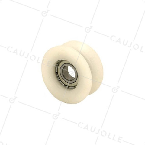 ROUE POUR VITRINE COULISSANTE DIAMÈTRE 60 MM POUR RAIL ROND DE 20 MM CHARGE 110 KG AXE 15 MM • Caujolle