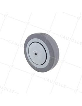 ROUE CAOUTCHOUC SILENCIEUSE ROULEMENT À BILLES DIAMÈTRE 125 MM CHARGE 90 KG AXE 8 MM • Caujolle