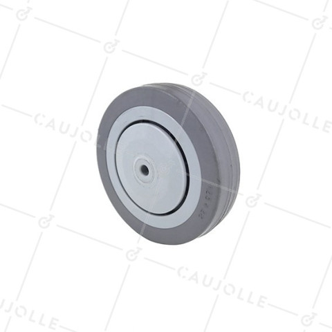 ROUE CAOUTCHOUC SILENCIEUSE ROULEMENT À BILLES DIAMÈTRE 125 MM CHARGE 90 KG AXE 8 MM • Caujolle