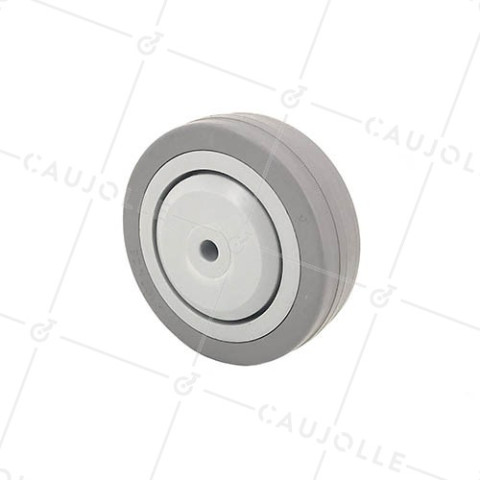 ROUE CAOUTCHOUC SILENCIEUSE ROULEMENT À BILLES DIAMÈTRE 100 MM CHARGE 80 KG AXE 8 MM BILLES • Caujolle