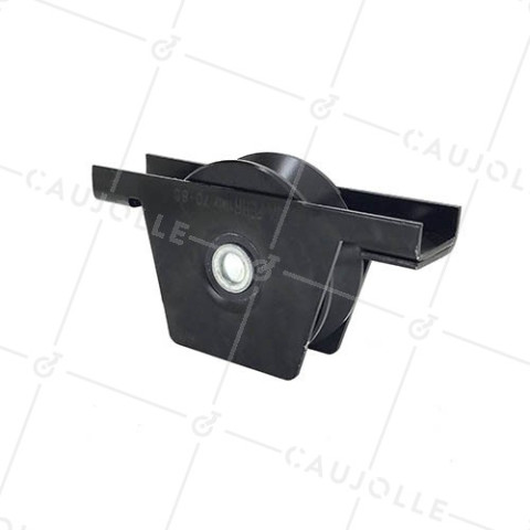 ULTRA ROBUST BLACK DOOR/GATE EMBEDDED WHEEL ASSEMBLY TRIANGULAR GROOVE 80 MM DIAMETER 600 KG MAX LOAD • Caujolle