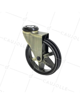 Castor RETRO DESIGN IN GOLD ALUMINUM DIAMETER 100 MM LOAD 55KG WITH 10 MM FIXING - GOLDSTYL100O • Caujolle